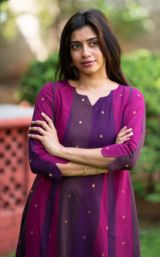 Aarohi Stripe Cotton A-Line Kurti