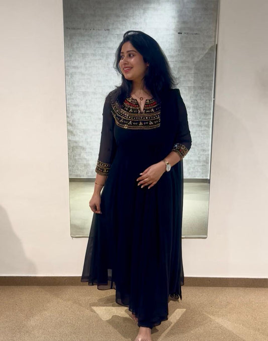 Black Handwork Anarkali
