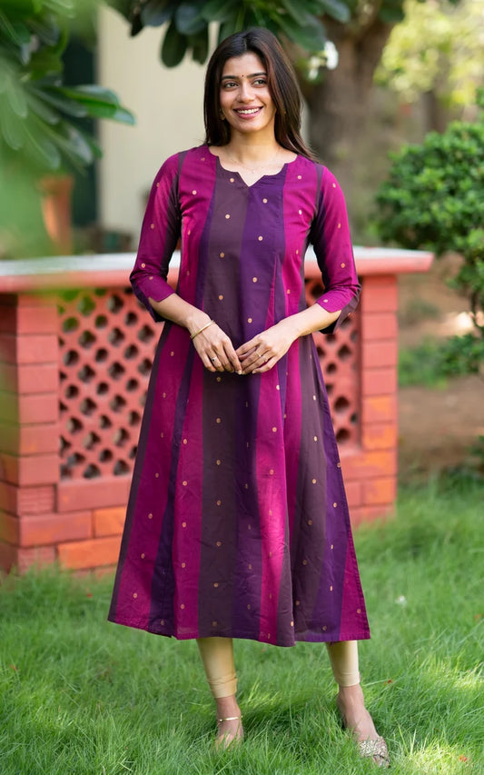 Aarohi Stripe Cotton A-Line Kurti