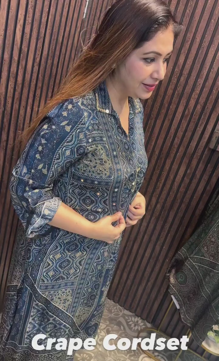 Navy Mirror Ajrak Set